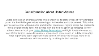 Get information about United Airlines