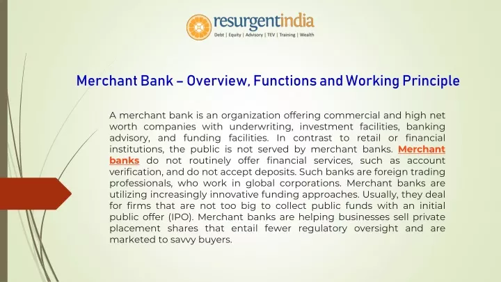 merchant bank overview functions and working