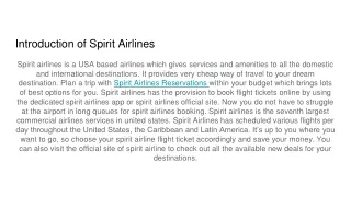 Introduction of Spirit Airlines