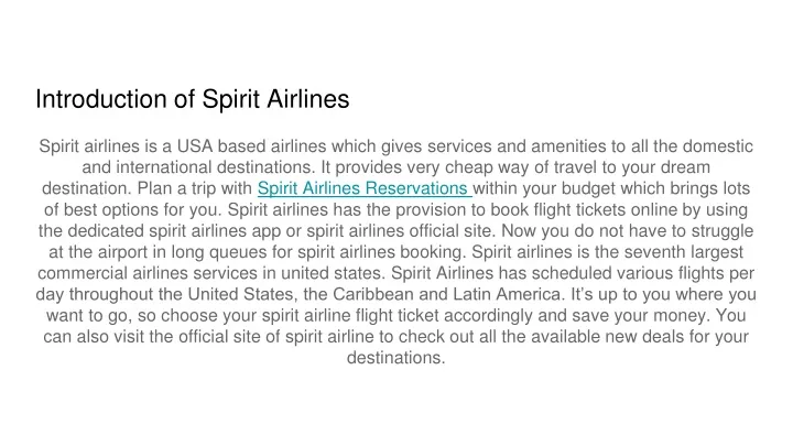 introduction of spirit airlines