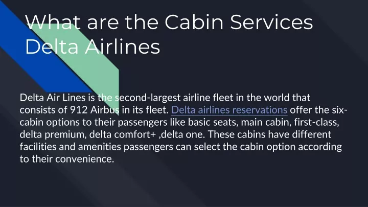 what are the cabin services delta airlines