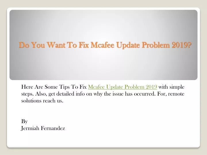 do you want to fix mcafee update problem 2019