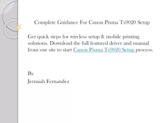 complete guidance for canon pixma ts9020 setup