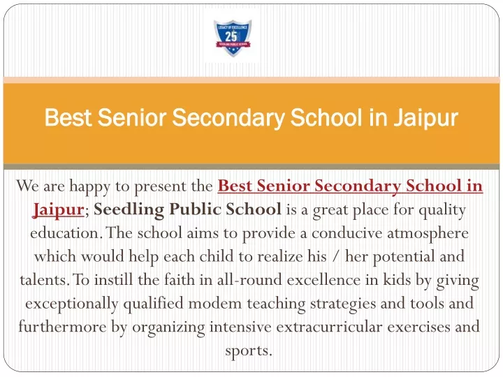 best senior secondary school in jaipur
