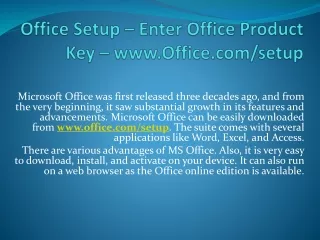 Office Setup - Enter Office Product Key - www.Office.com/setup