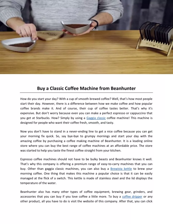 buy a classic coffee machine from beanhunter