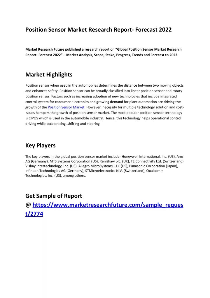 position sensor market research report forecast