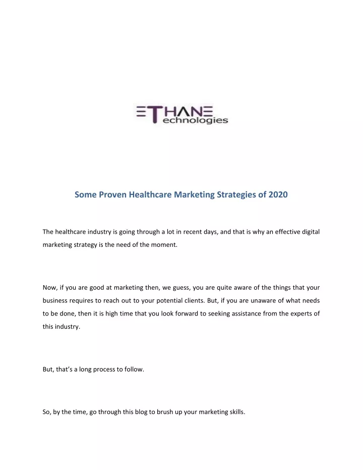 some proven healthcare marketing strategies
