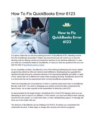 How to fix QuickBooks Error 6123