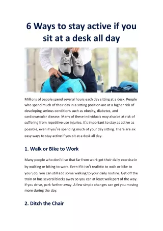 6 Ways to stay active if you sit at a desk all day