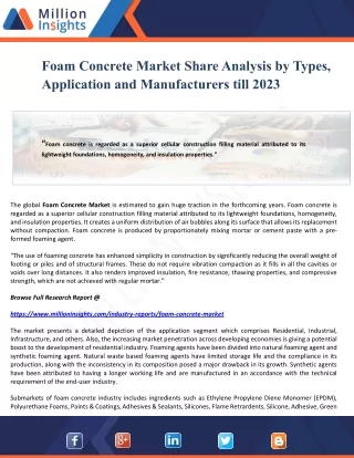 foam concrete market share analysis by types