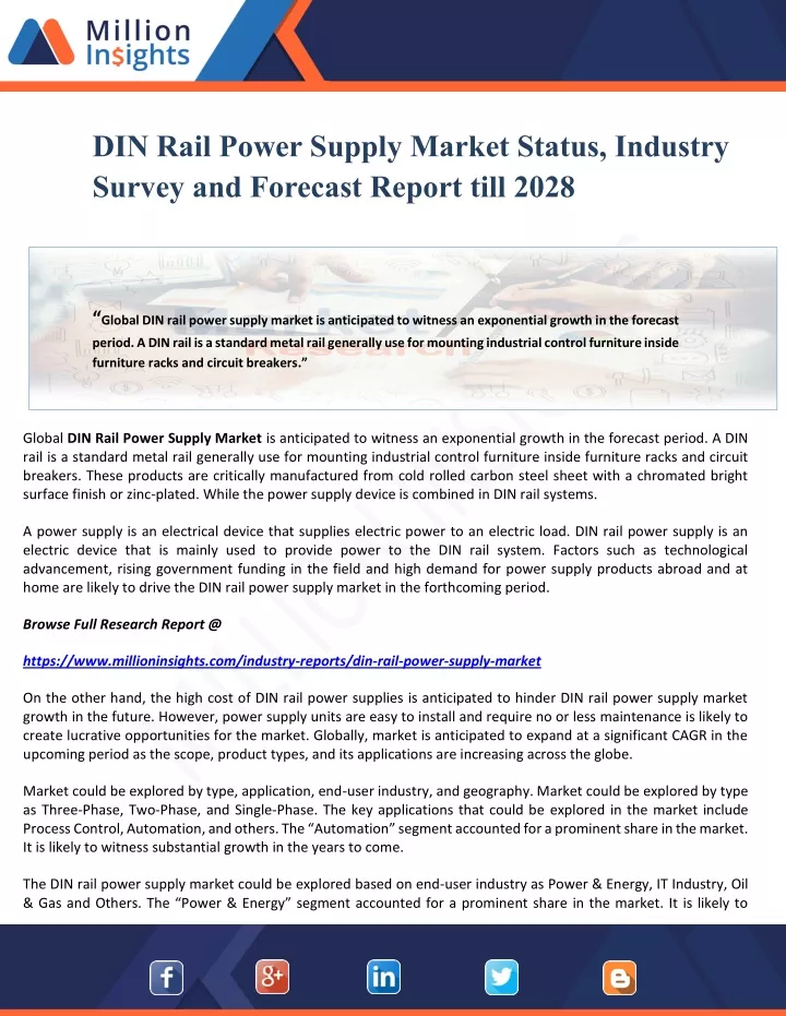 din rail power supply market status industry
