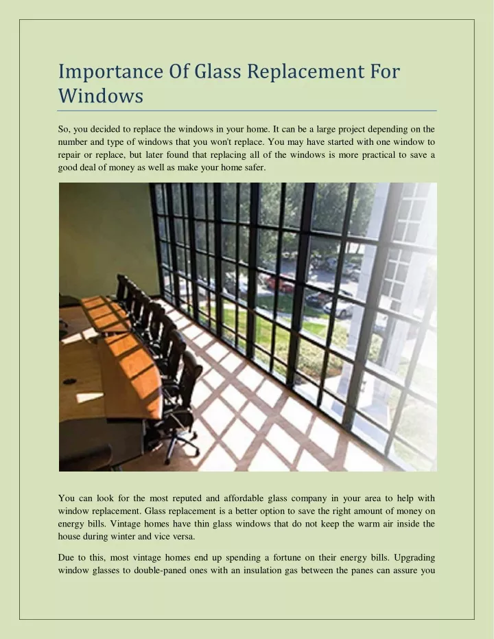 importance of glass replacement for windows