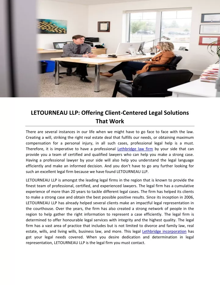 letourneau llp offering client centered legal