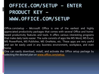 Office.com/setup - Enter Product Key - www.office.com/setup