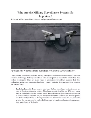 why are the military surveillance systems
