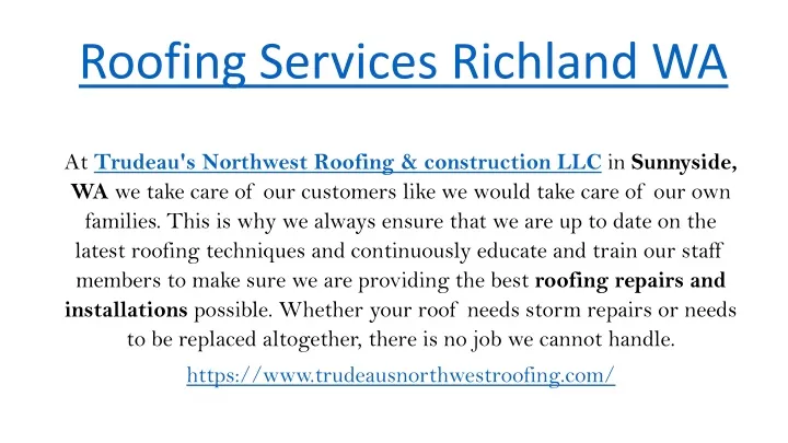 roofing services richland wa