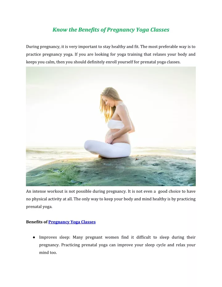 know the benefits of pregnancy yoga classes