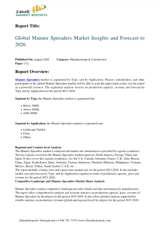 Manure Spreaders Analysis, Growth Drivers, Trends, and Forecast till 2026