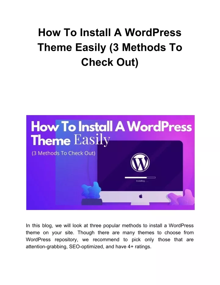 how to install a wordpress theme easily 3 methods