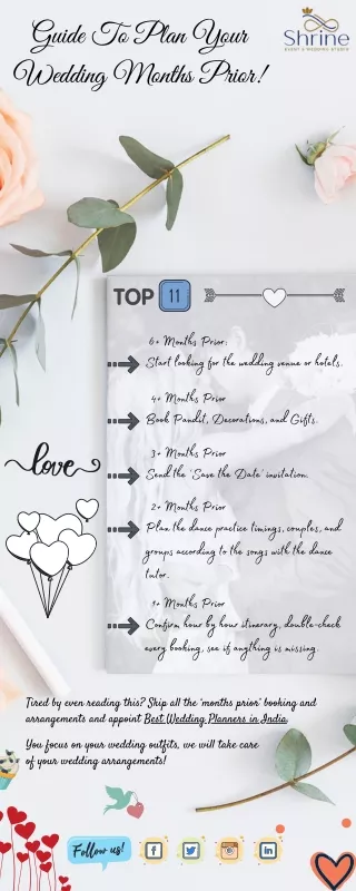 Guide To Plan Your Wedding Months Prior!