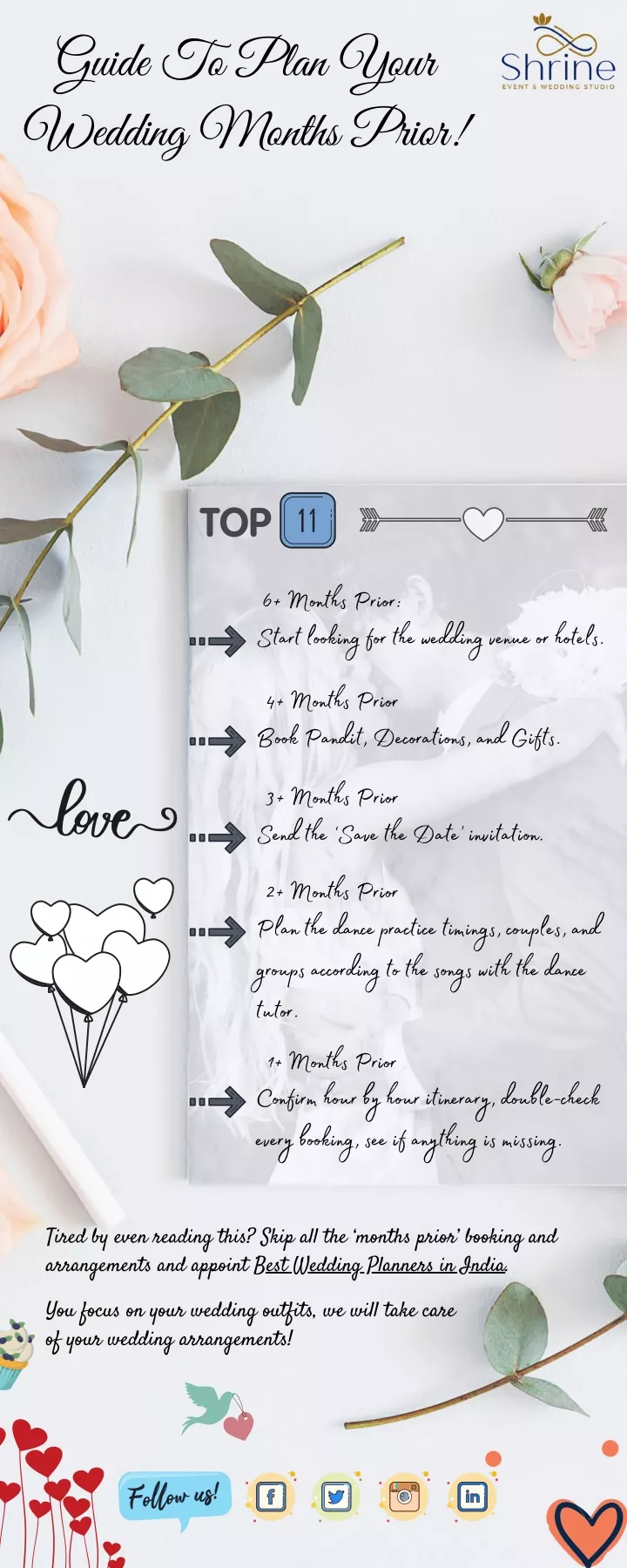 guide to plan your wedding months prior