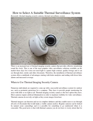 how to select a suitable thermal surveillance