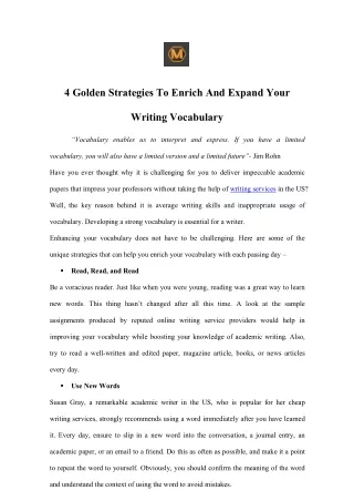 4 golden strategies to enrich and expand your
