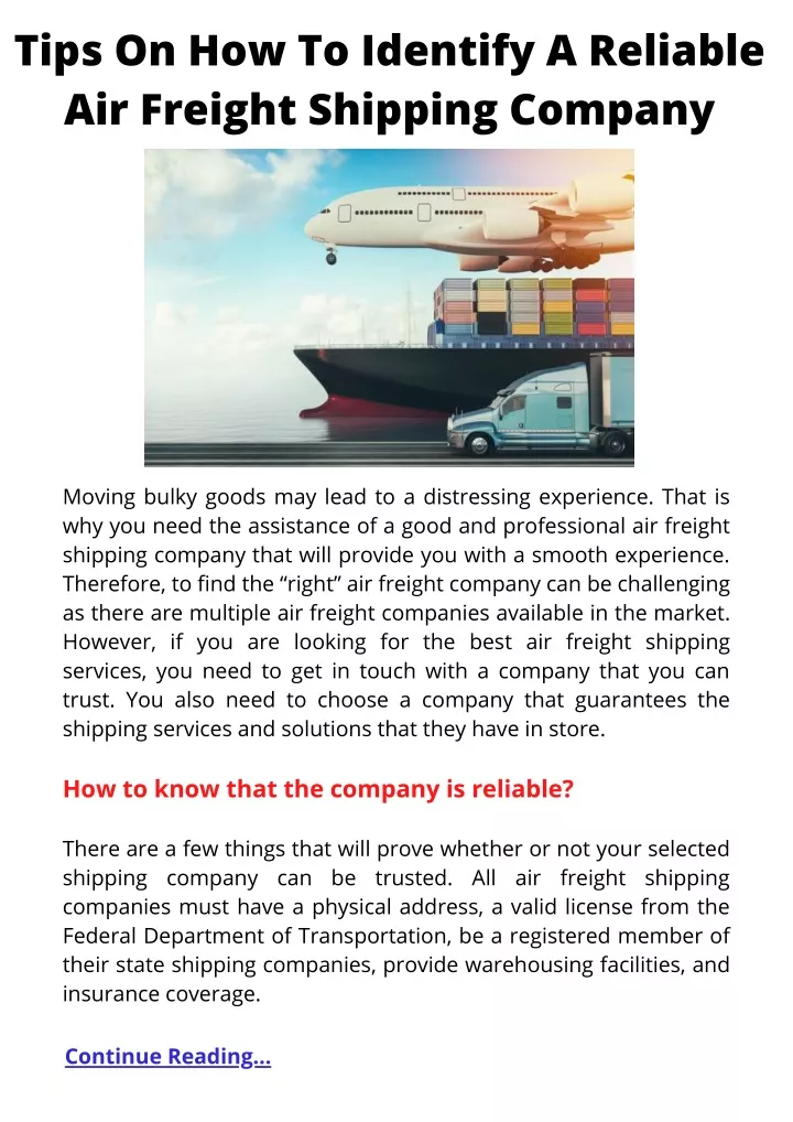 tips on how to identify a reliable air freight
