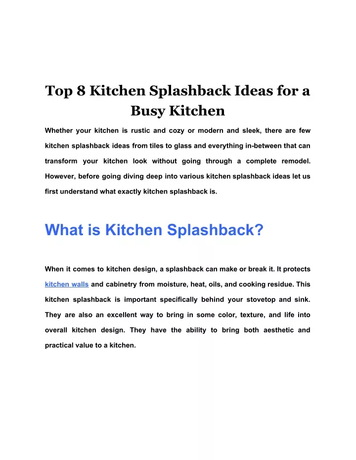 top 8 kitchen splashback ideas for a busy kitchen