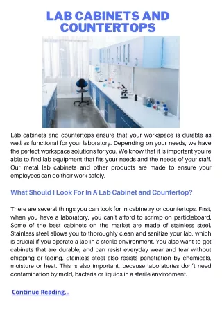 Lab Cabinets and Countertops