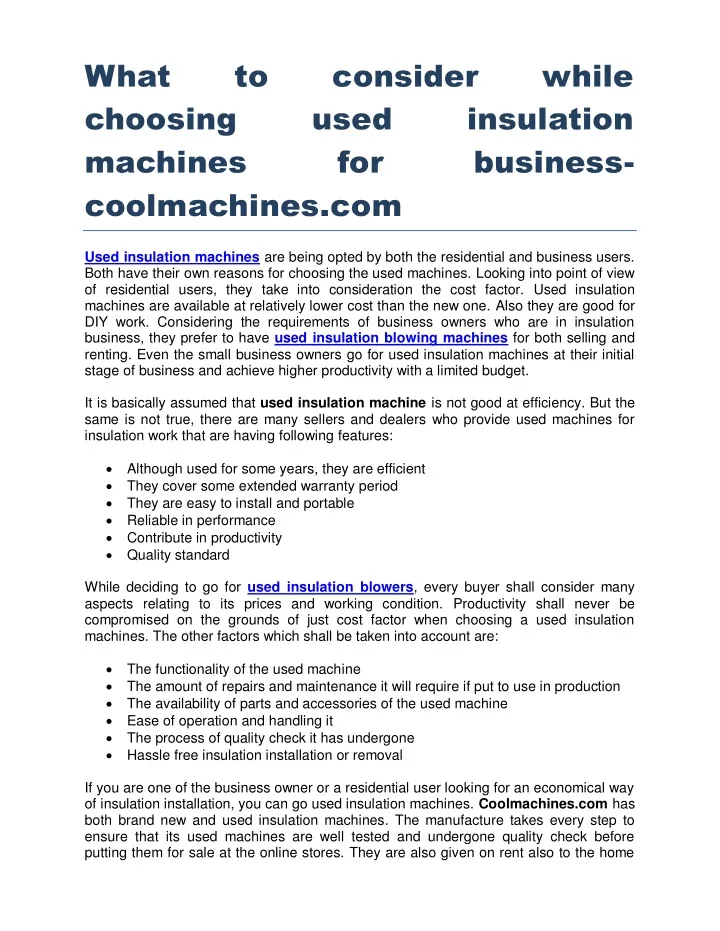 what choosing machines coolmachines com