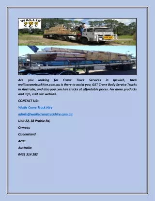 Brisbane Crane Trucks In Brisbane | walliscranetruckhire.com.au