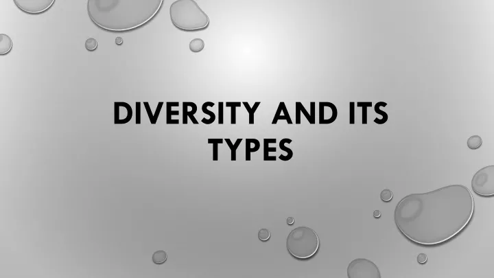 diversity and its types