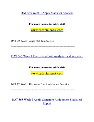 DAT 565  Education for Service--tutorialrank.com