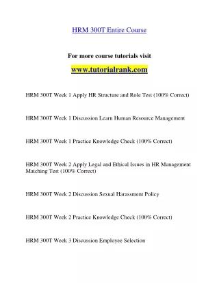 HRM 300T  Education for Service--tutorialrank.com