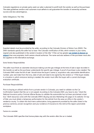 exactly how do you find the regulations relating to selling your automobile in colorado exactly how do you market your a
