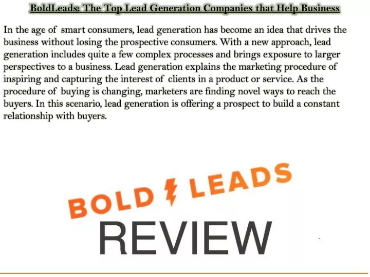 boldleads the top lead generation companies that