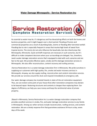 Service Restoration Minneapolis