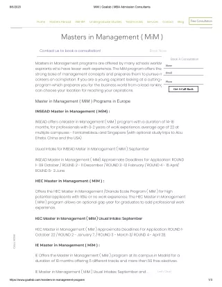 Masters in Management Programs | GoalISB