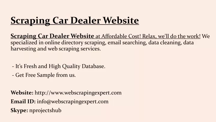 scraping car dealer website
