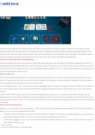How To Play Online Baccarat In India