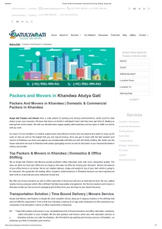 Packers & Movers Khandwa, Domestic_Commercial Shifting - Atulya Gati