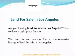 Land For Sale in Los Angeles