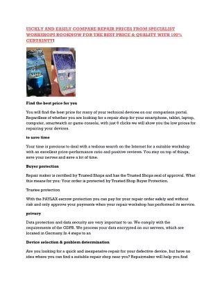 uickly and easily compare repair prices from