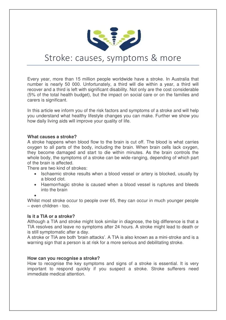 stroke causes symptoms more