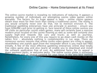 Online Casino - Home Entertainment at Its Finest