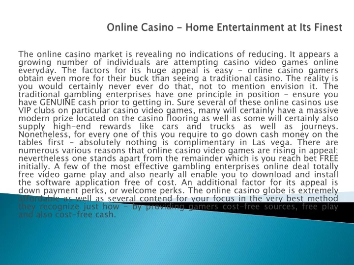 online casino home entertainment at its finest