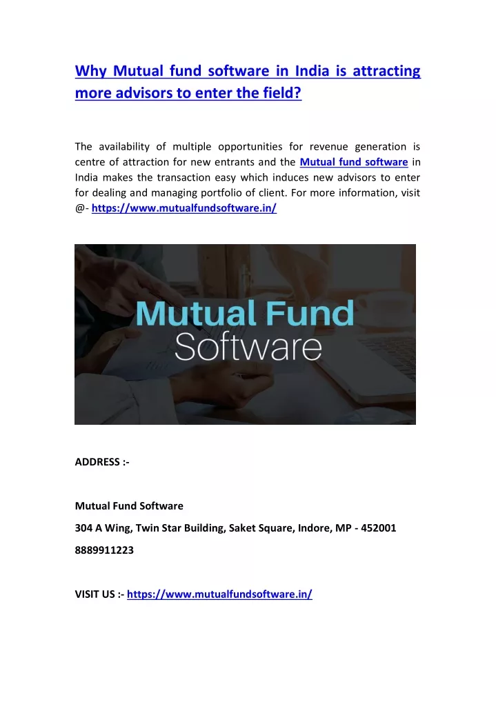 why mutual fund software in india is attracting