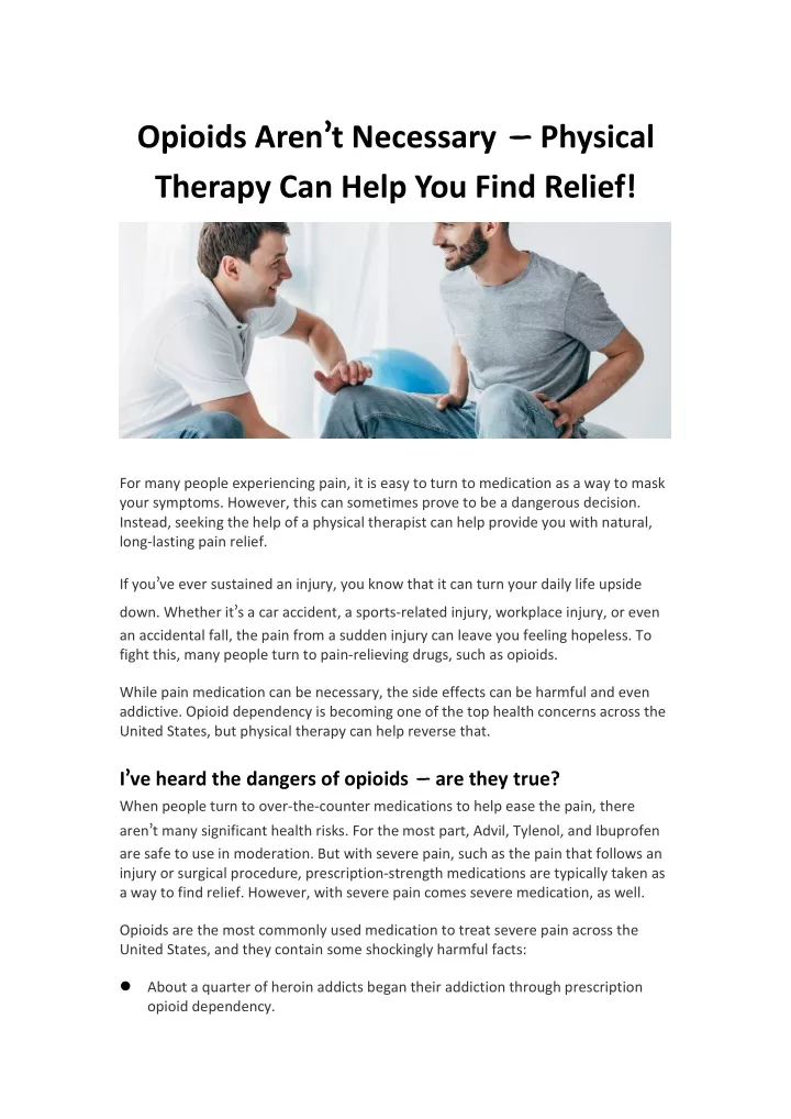 opioids aren t necessary physical therapy
